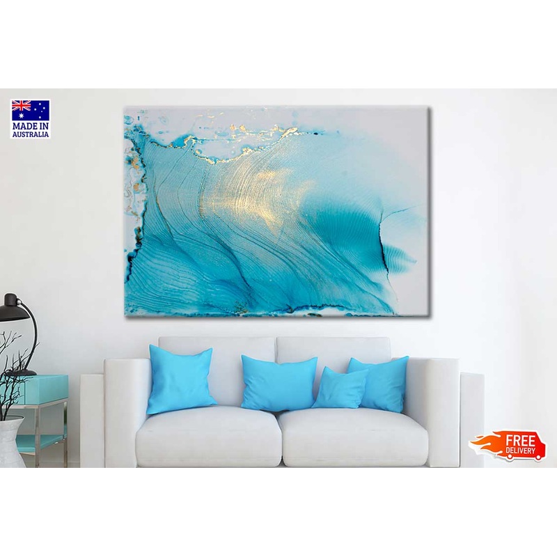 Blue And Turquoise Hand Painted Abstract Print 100% Australian Made
