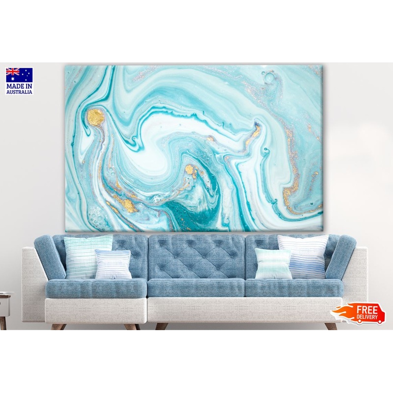 Blue & Gold Abstract Granite Design Print 100% Australian Made