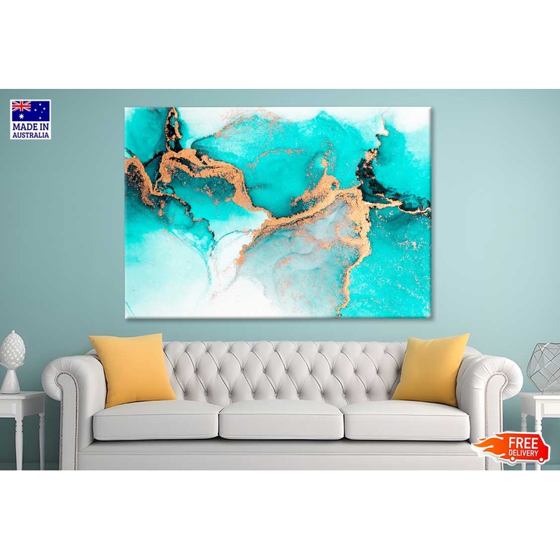 Blue Gold Alcohol Ink Print 100% Australian Made