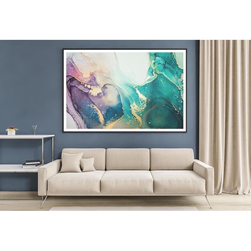 Blue Pink Gold Abstract Fluid Art Home Decor Premium Quality Poster Print Choose Your Sizes