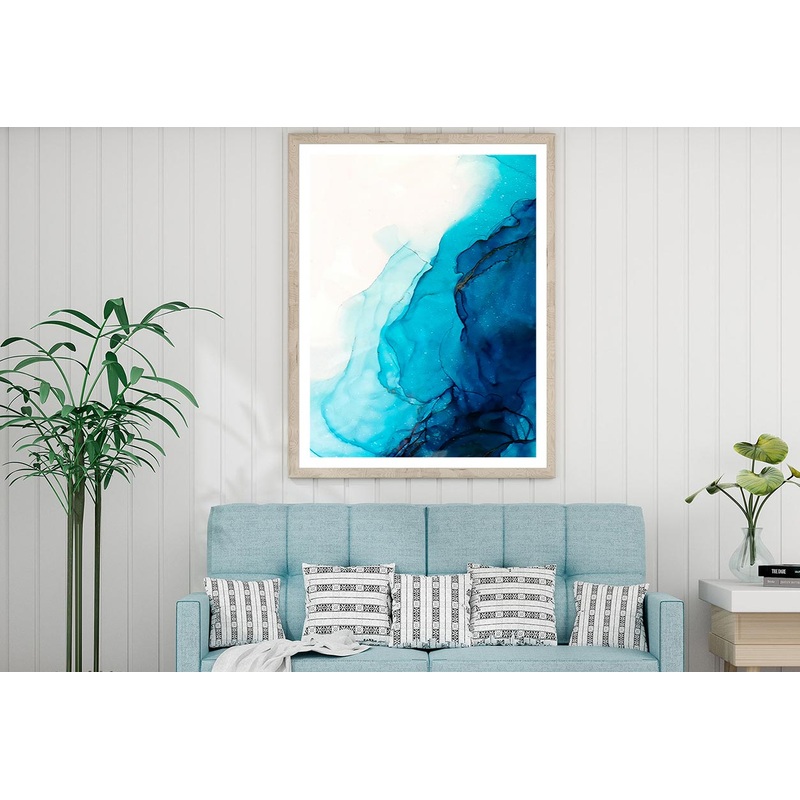 Blue & White Liquid Abstract Art Home Decor Premium Quality Poster Print Choose Your Sizes