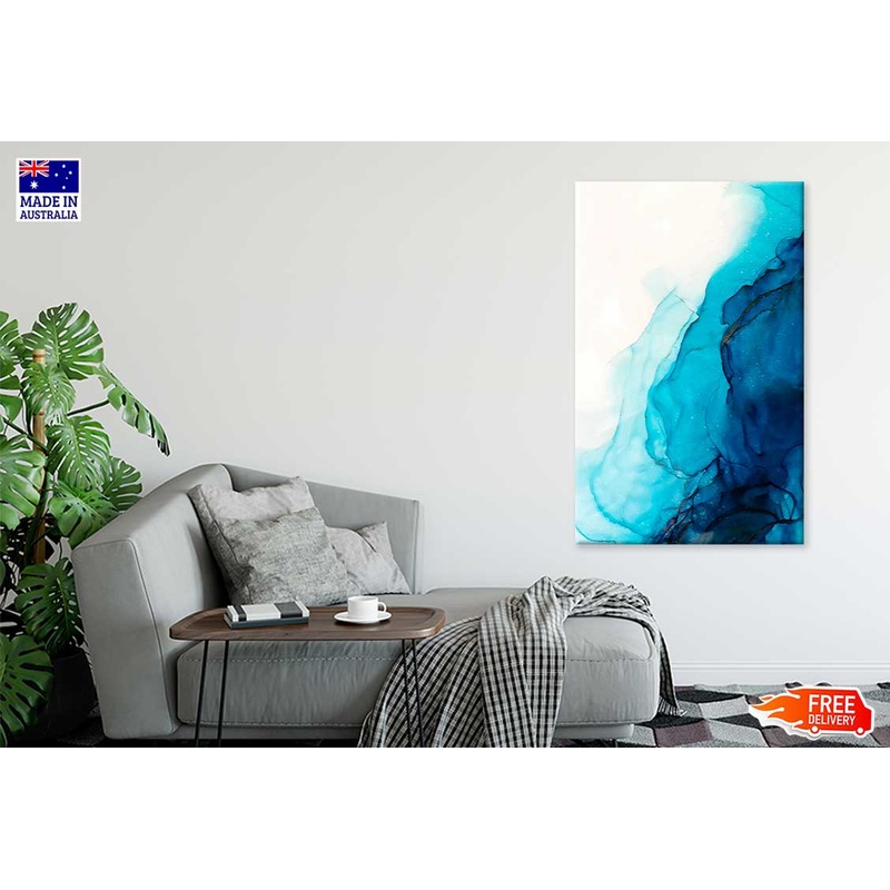 Blue & White Liquid Abstract Art Print 100% Australian Made