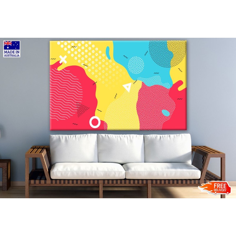 Blue, Yellow & Red Abstract Design Print 100% Australian Made