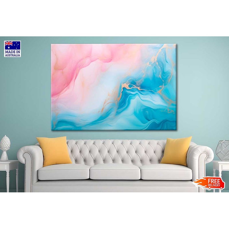 Pink Blue And Gold Alcohol Ink Print 100% Australian Made