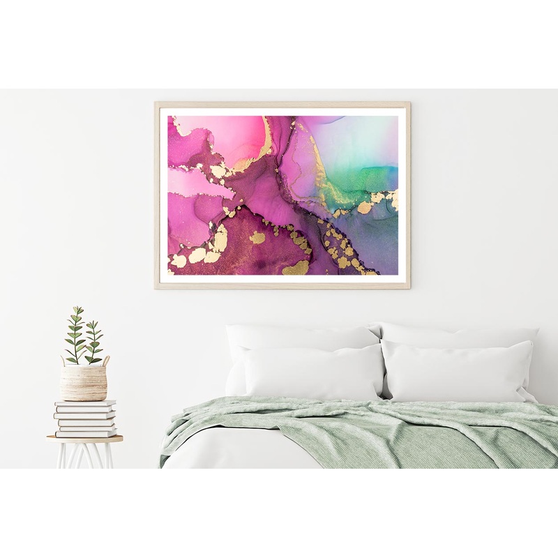 Pink & Gold Abstract Fluid Art Home Decor Premium Quality Poster Print Choose Your Sizes