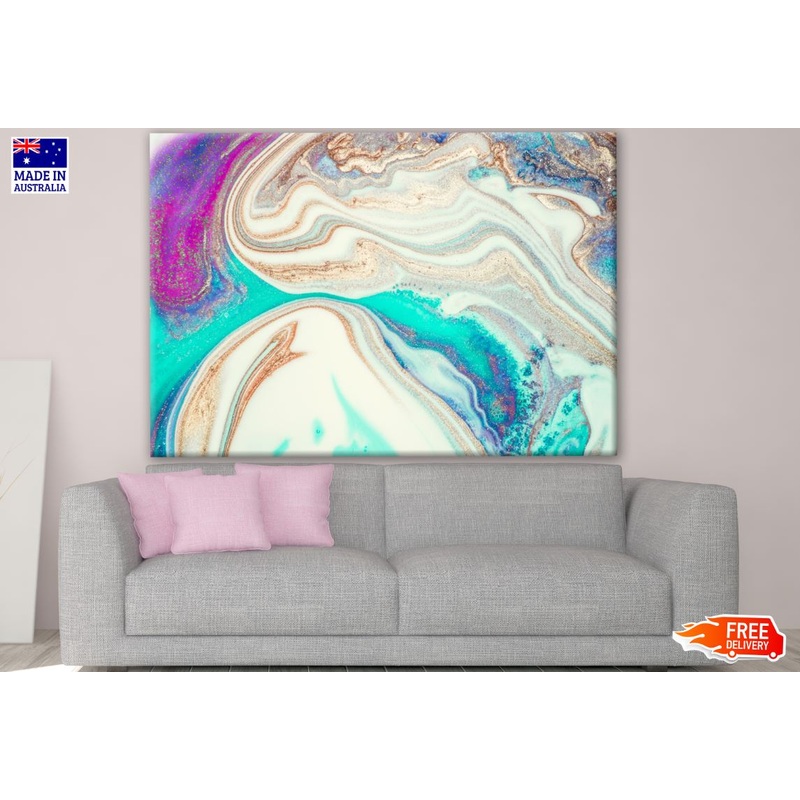 Pink, Gold & Blue Abstract Granite Design Print 100% Australian Made