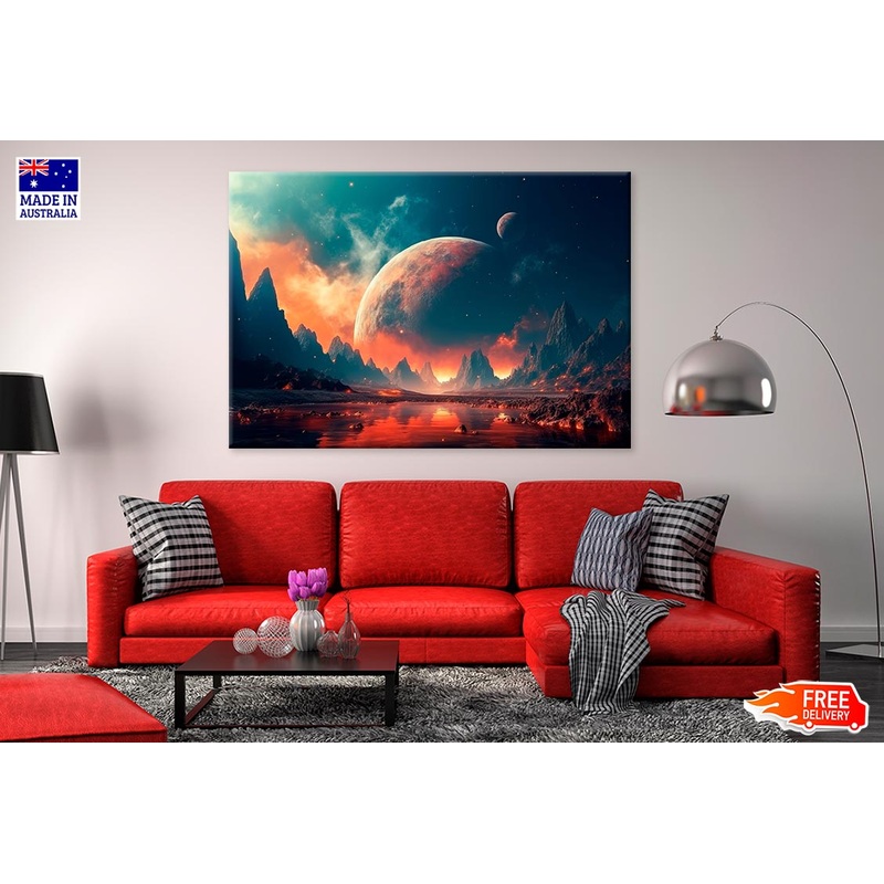 Planets With Mountain & Lake Print 100% Australian Made