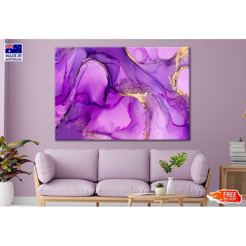 Purple And Gold Stone Marble Texture Print 100% Australian Made