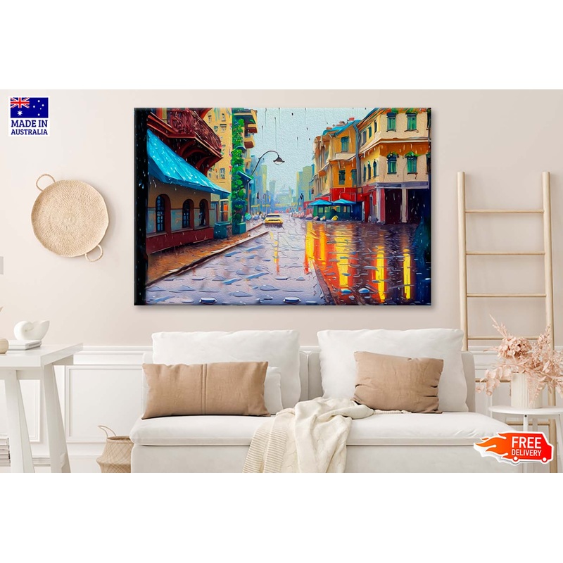 Rainy Street City Abstract Design Wall Art Limited Edition High Quality Print