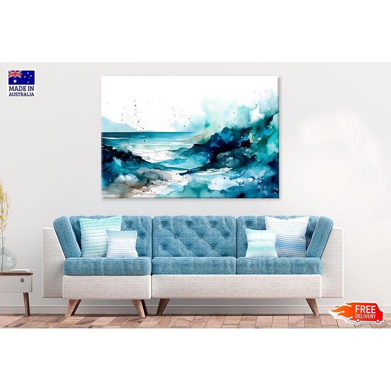 Serene Ocean Paint In Watercolor Print 100% Australian Made