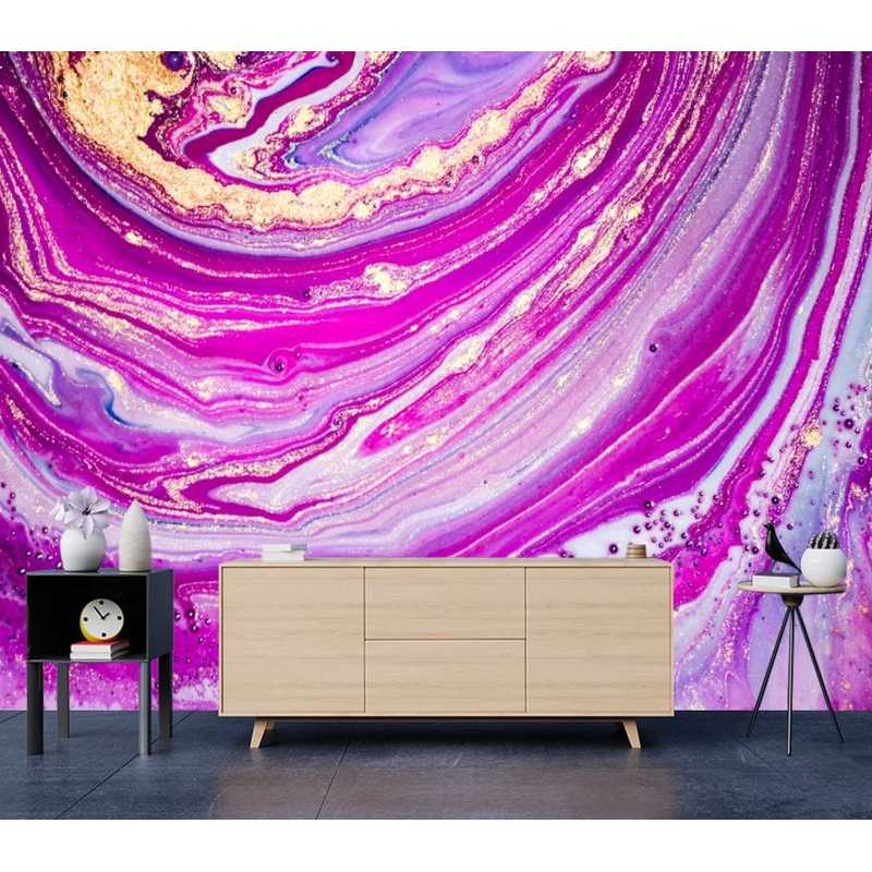 Wallpaper Murals Peel and Stick Removable Pink & Gold Abstract Design High Quality