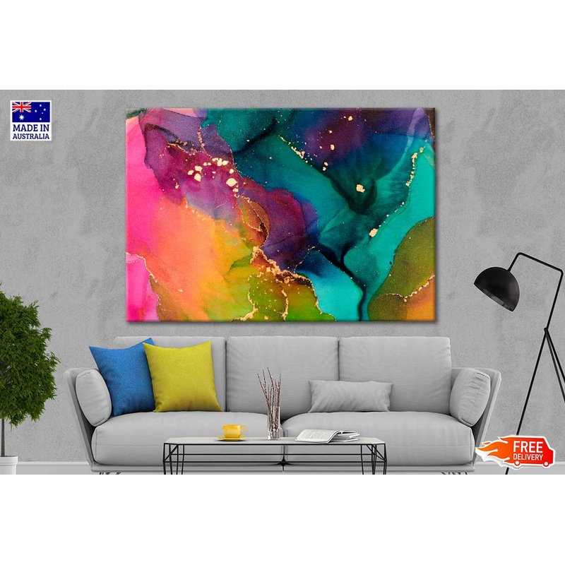Waves And Golden Swirls Abstract Print 100% Australian Made