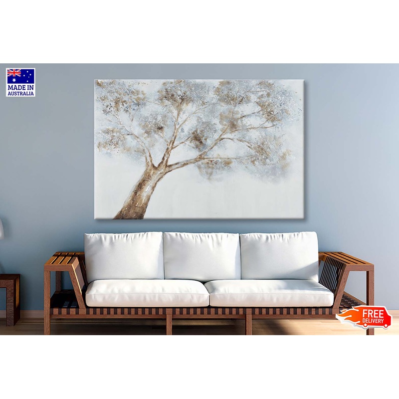 White & Gold Tree Abstract Wall Art Limited Edition High Quality Print