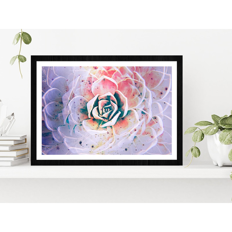 White Mexican Rose closeup Glass Framed Wall Art, Ready to Hang Quality Print