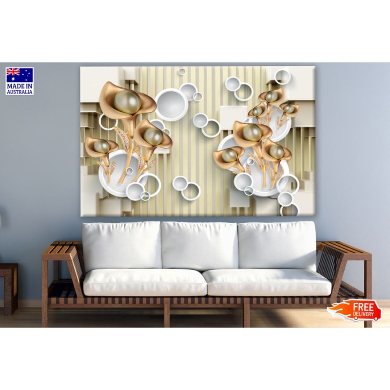 3D Flowers & Circles Design Print 100% Australian Made