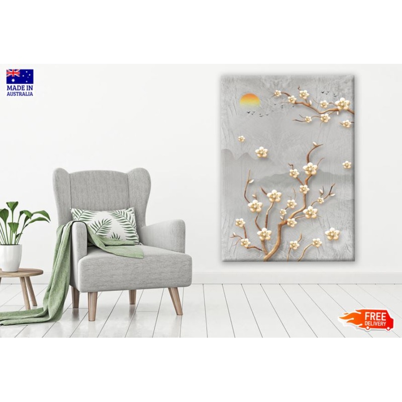 3D Golden Flower Tree Abstract Design Print 100% Australian Made