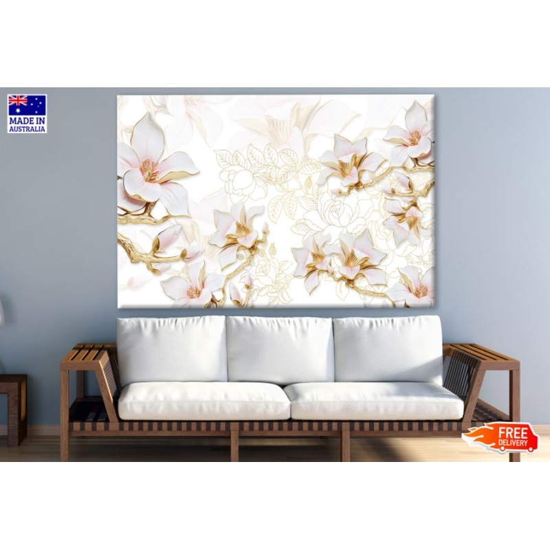 3D Pink Magnolia Flowers Design Print 100% Australian Made