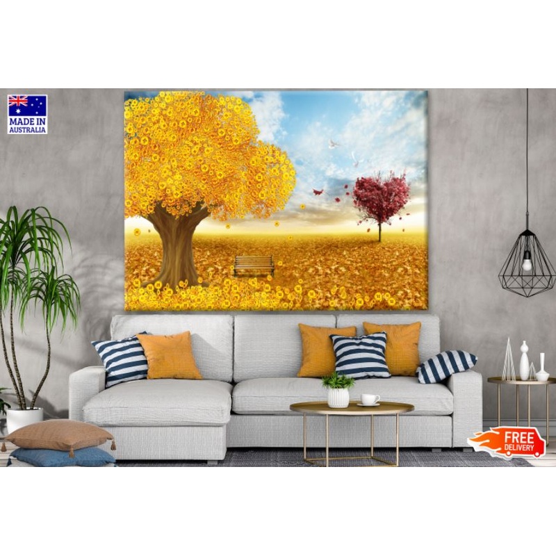 Autumn Tree & Heart Abstract Design Print 100% Australian Made
