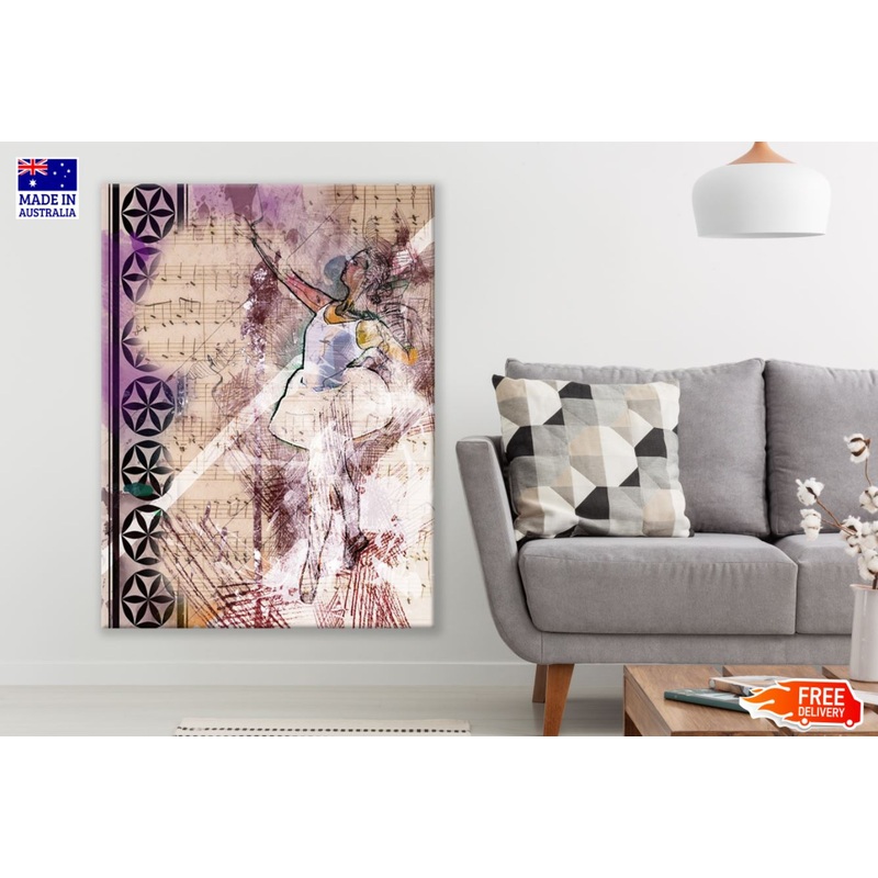 Ballerina Girl & Abstract Background Design Print 100% Australian Made