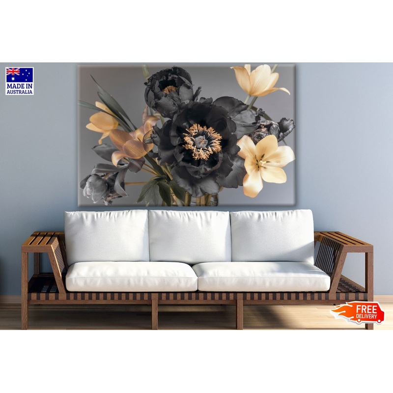 Black & Gold Abstract Floral Design Print 100% Australian Made