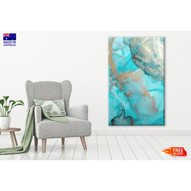 Blue Gold & Grey Abstract Design Print 100% Australian Made