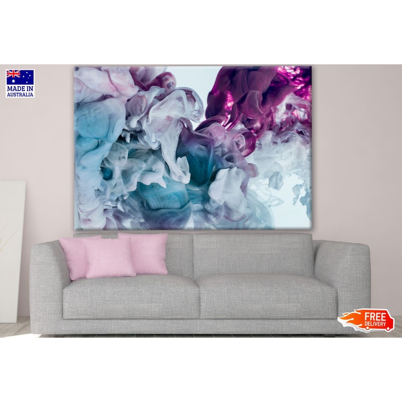 Blue, Purple & White Smoke Abstract Design Print 100% Australian Made