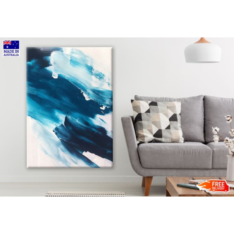 Blue & White Abstract Painting Design Print 100% Australian Made