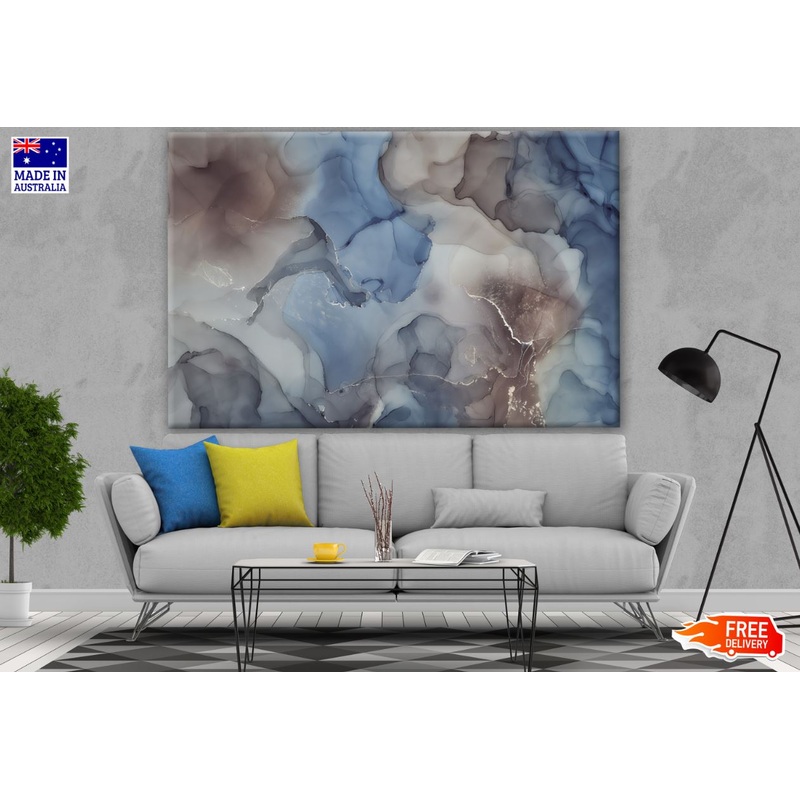 Brown & Blues Watercolor Abstract Design Print 100% Australian Made