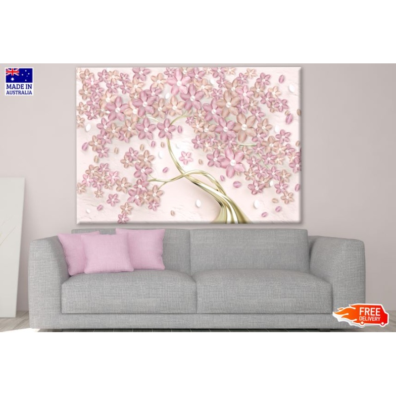 Pink & Gold Flower Tree Abstract Design Print 100% Australian Made