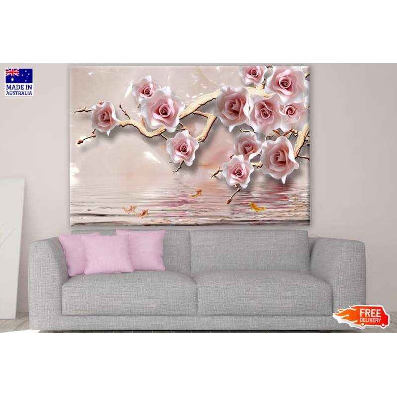 Pink & Golden Flower Tree Branch 3D Design Print 100% Australian Made