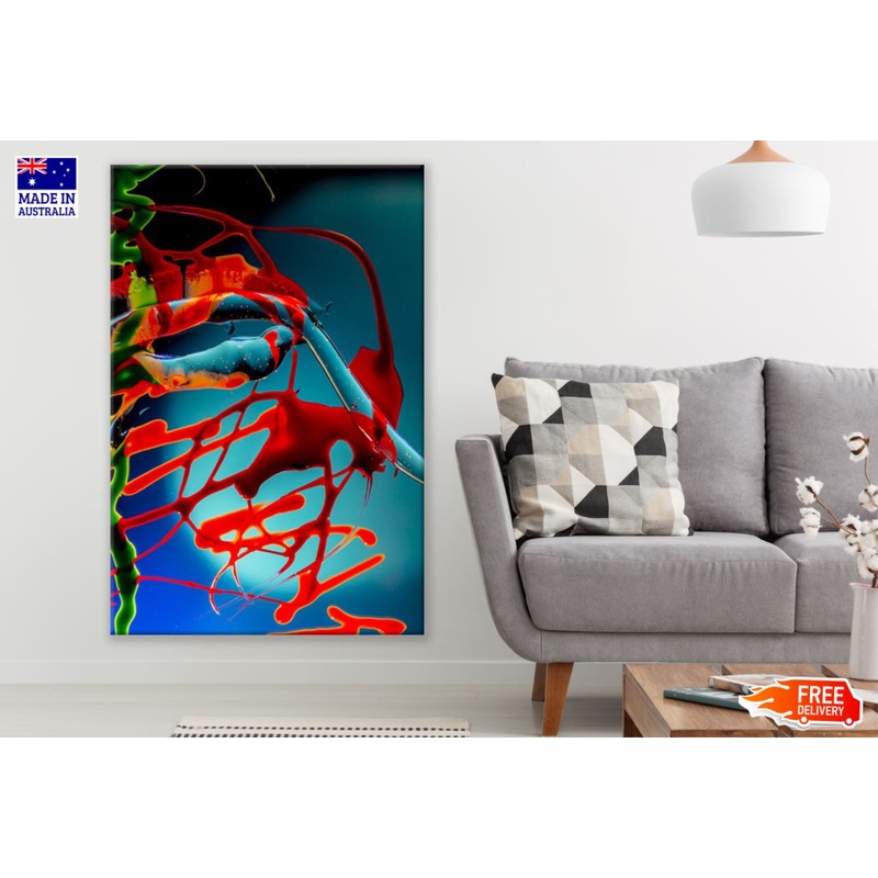 Red Blue & Grees Abstract Design Print 100% Australian Made