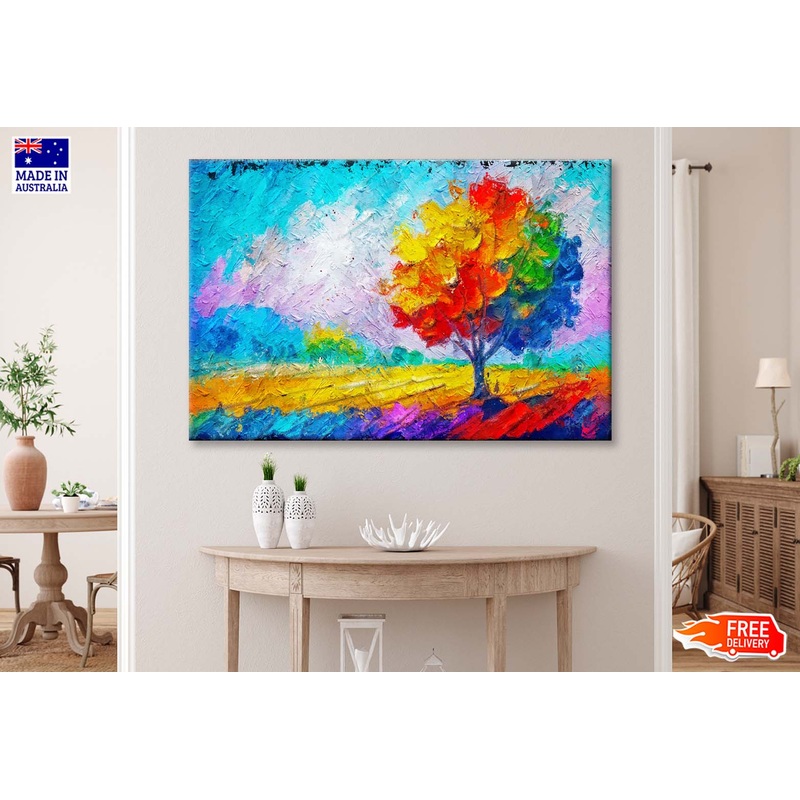 Semi Abstract Image of Tree, Field, Meadow Wall Art Limited Edition High Quality Print