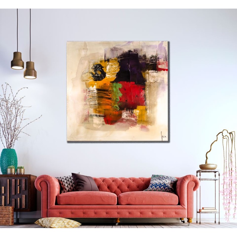 Square Canvas Colorful Abstract Watercolor Painting High Quality Print 100% Australian Made