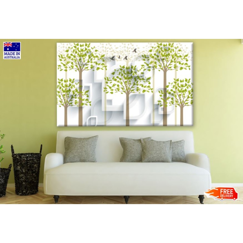 Trees & Birds 3D Design Print 100% Australian Made