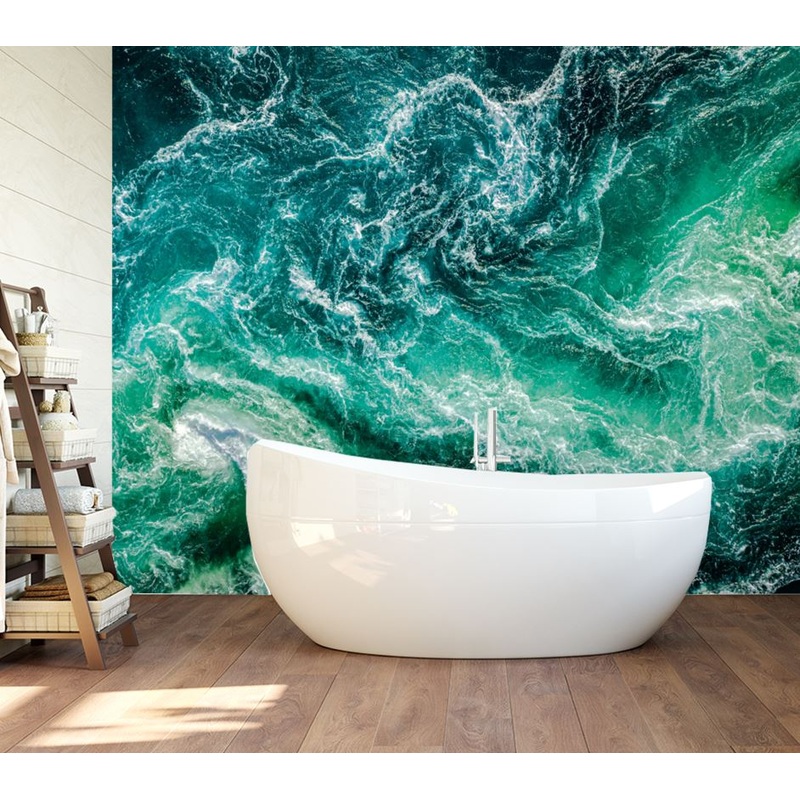 Wallpaper Murals Peel and Stick Removable Green & Blue Abstract Design High Quality