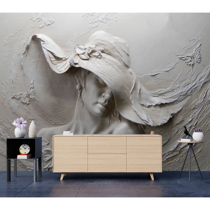 Wallpaper Murals Peel and Stick Removable White Lady Wall Sculpture High uality