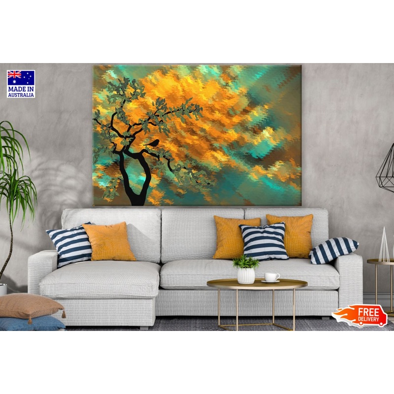 Watercolor Bird on a Tree Abstract Design Print 100% Australian Made