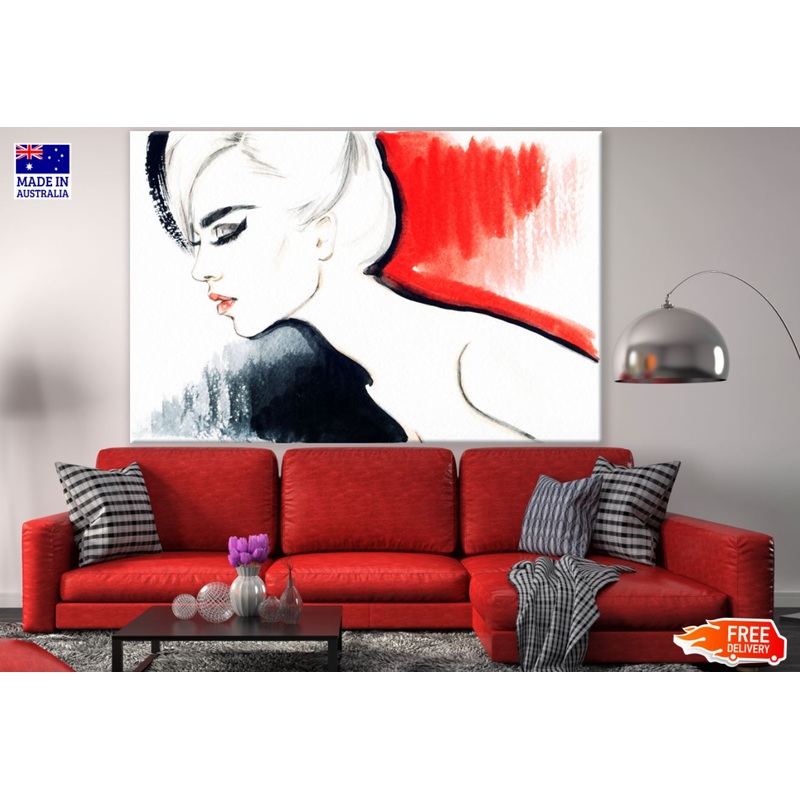 Woman Black & Red Painting Print 100% Australian Made