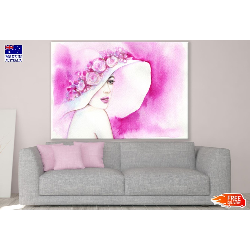 Woman Portrait Pink Watercolor Painting Print 100% Australian Made
