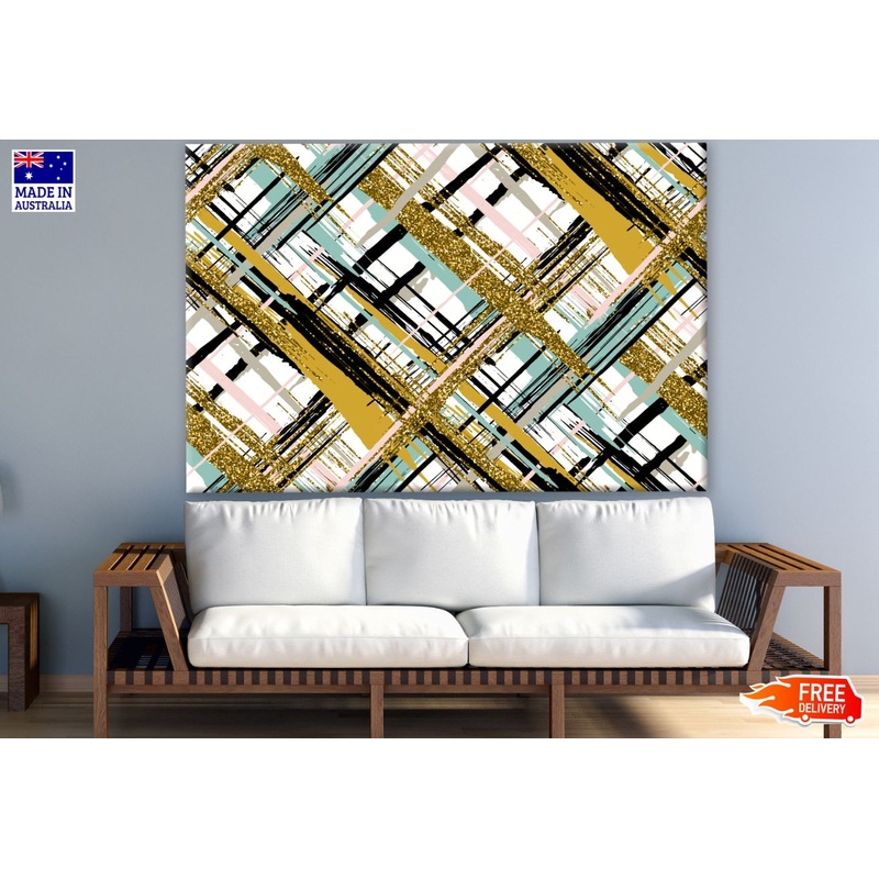 Yellow Black & Blue Abstract Design Print 100% Australian Made