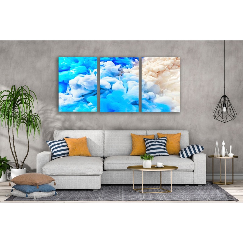 3 Set of Colorful Abstract Smoke Design High Quality Print 100% Australian Made Wall Canvas Ready to Hang