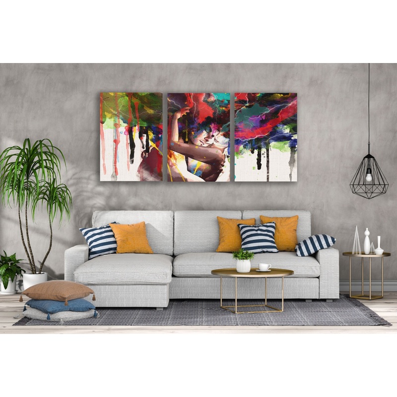 3 Set of Couple Abstract Watercolor Painting High Quality Print 100% Australian Made Wall Canvas Ready to Hang
