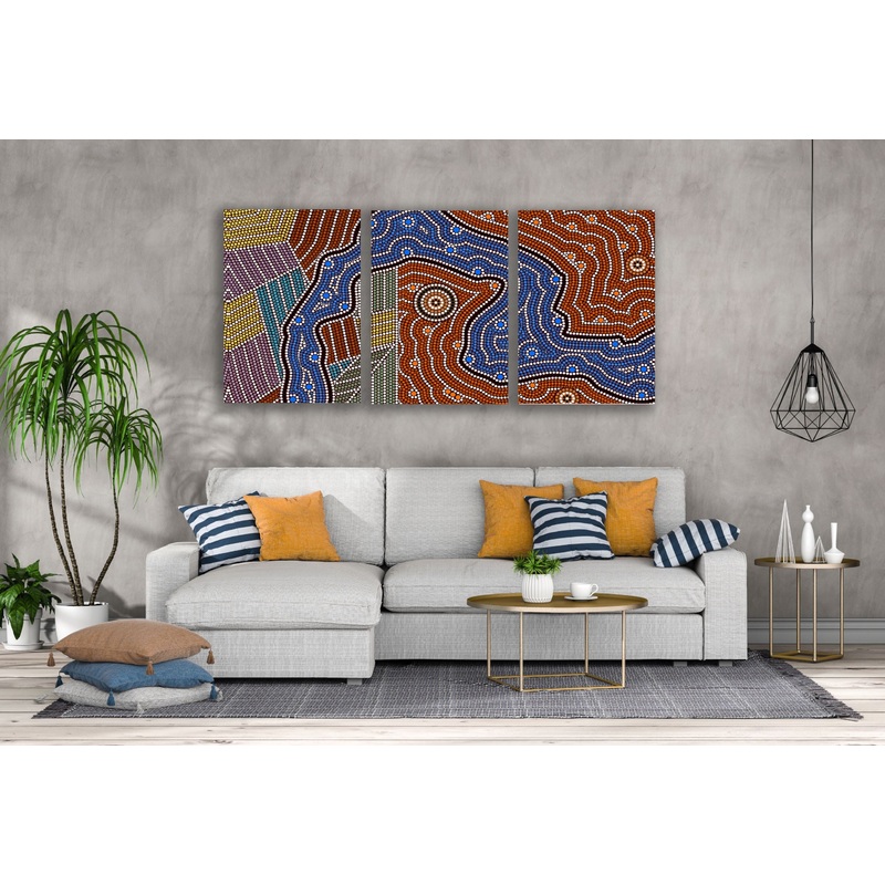 3 Set of Multicolor Abstract Design High Quality Print 100% Australian Made Wall Canvas Ready to Hang
