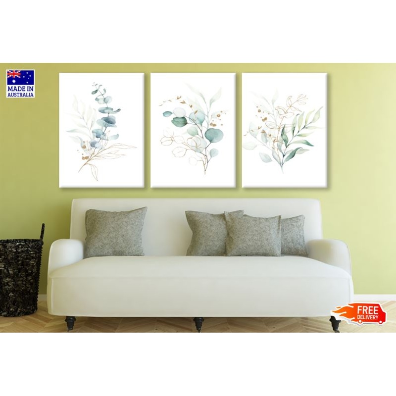 3 Set of Plants Watercolor Painting High Quality Print 100% Australian Made Wall Canvas Ready to Hang