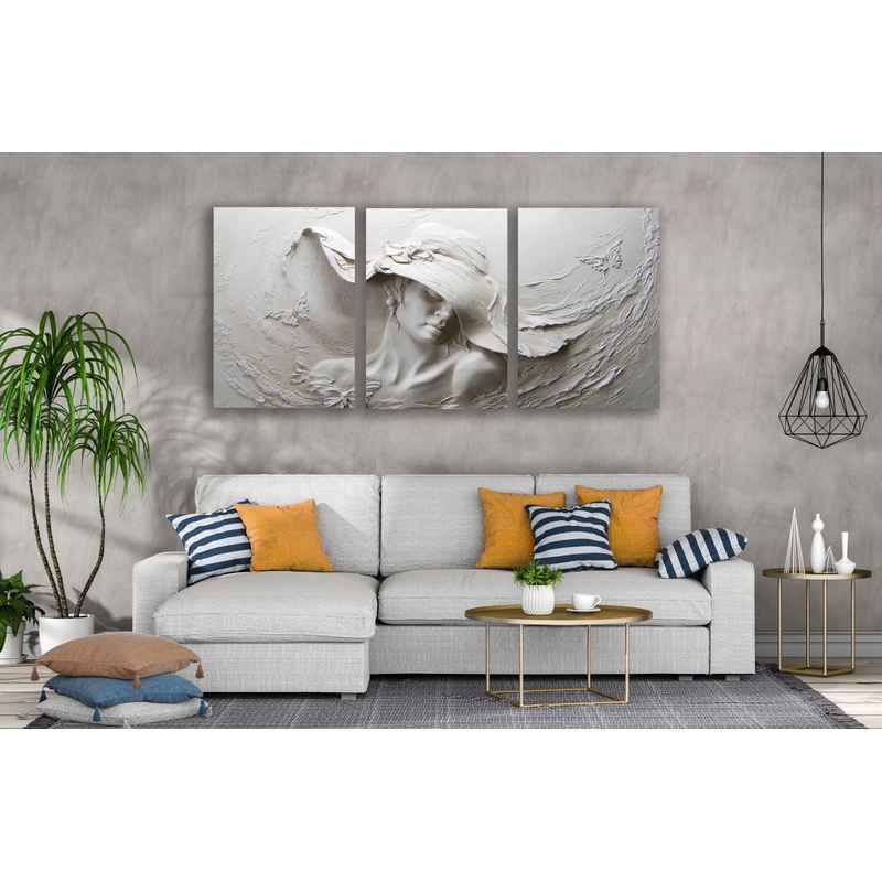 3 Set of Woman Portrait Marble Design High Quality Print 100% Australian Made Wall Canvas Ready to Hang