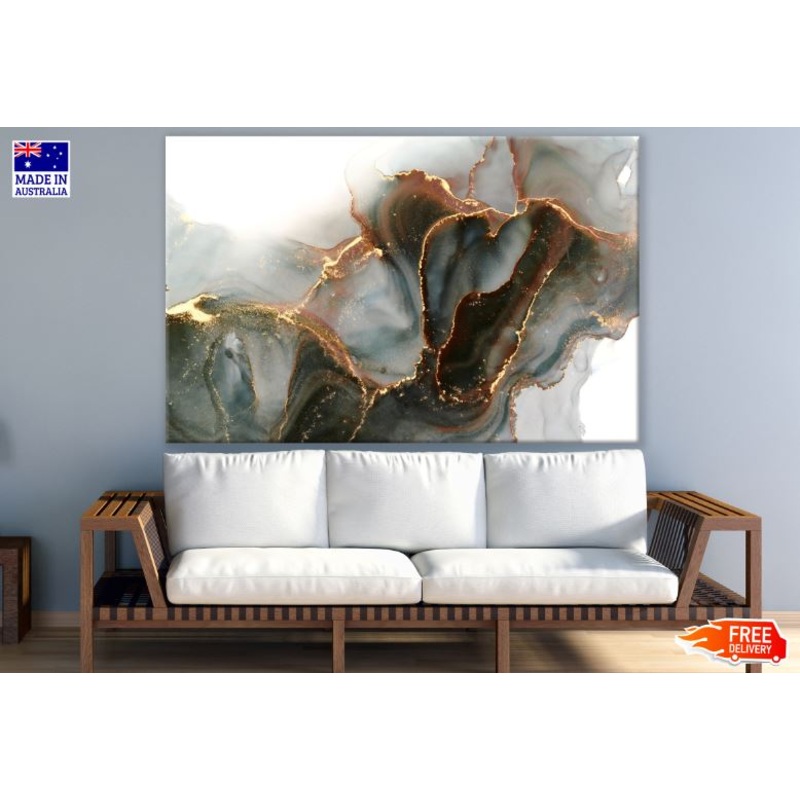 Black Gold & Grey Abstract Design Print 100% Australian Made