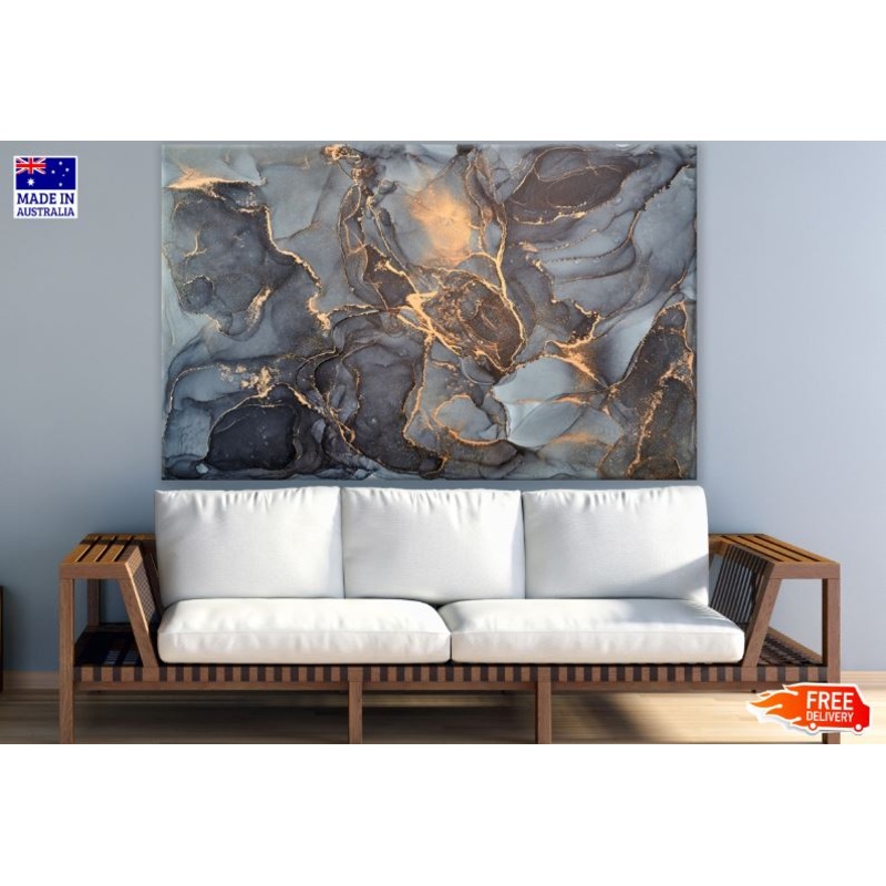 Black Grey & Gold Abstract Design Print 100% Australian Made