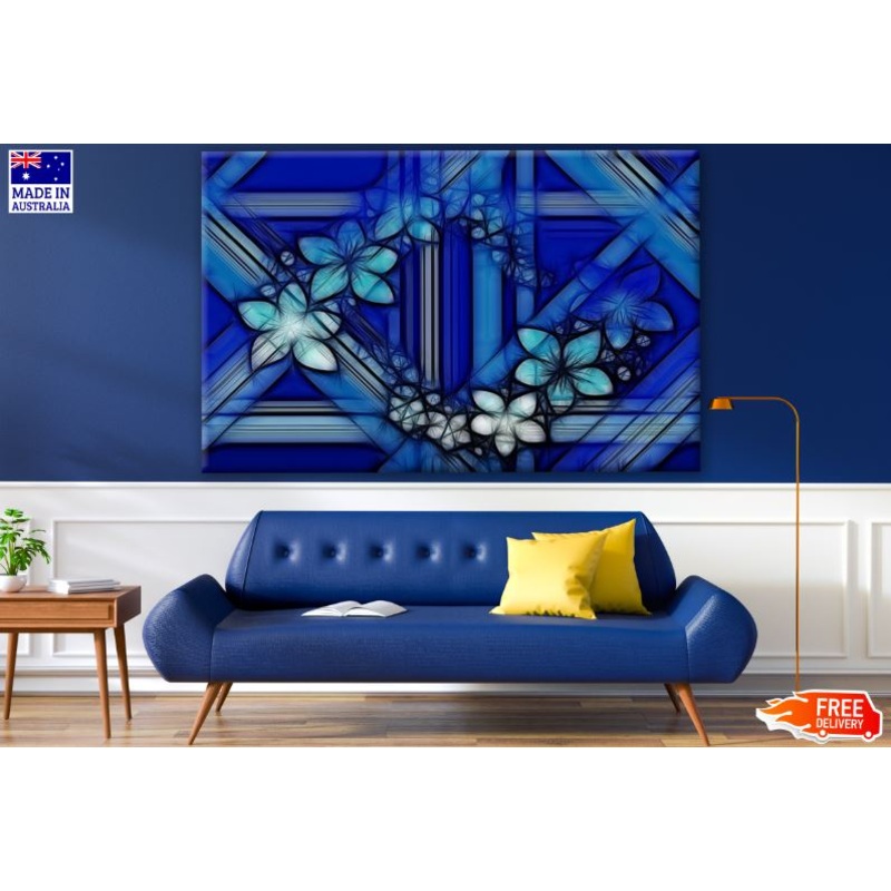 Blue Floral Abstract Pattern Design Print 100% Australian Made