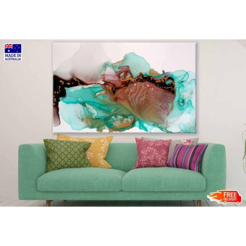 Blue Green Brown & Black Abstract Design Print 100% Australian Made