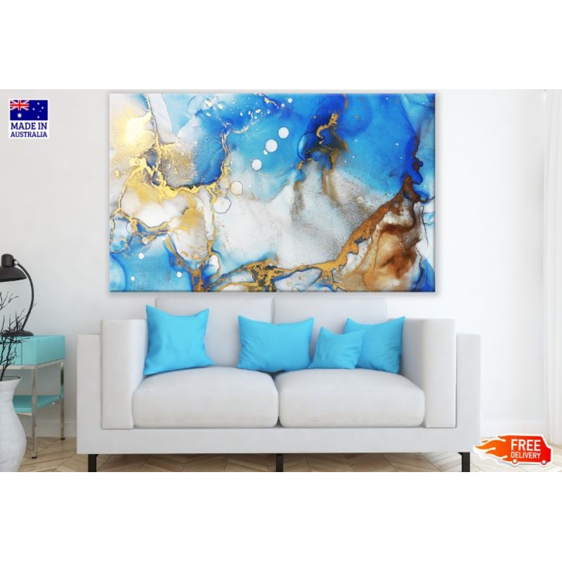 Blue Yellow & Gold Abstract Design Print 100% Australian Made